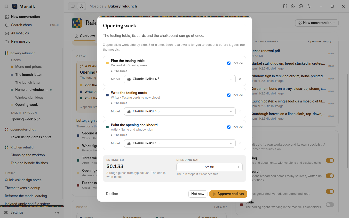 A crew plan waiting for approval, light theme